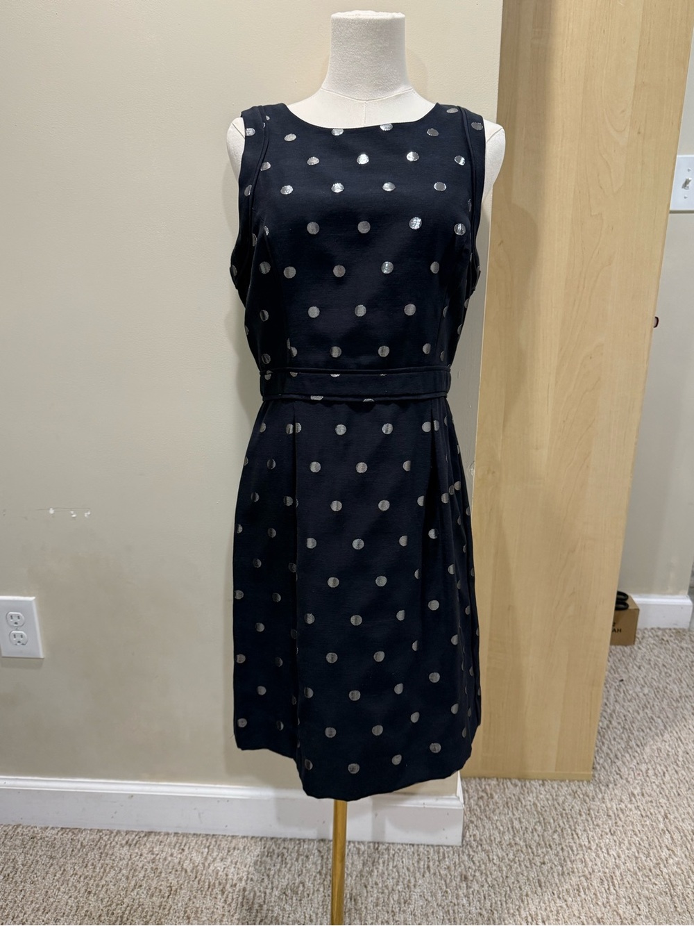 Vintage Black Polka Dot Sleeveless Dress